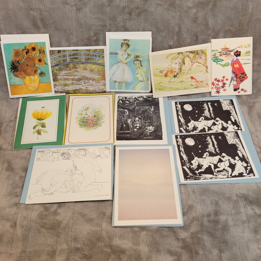 Vintage Fine Art Greeting Cards Lot 12pc Van Gogh Monet Picasso Blank Multicolor